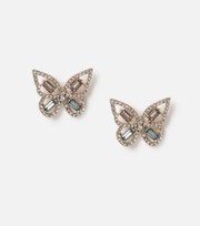 Freedom Jewellery Freedom Gold Diamante Butterfly Stud Earrings